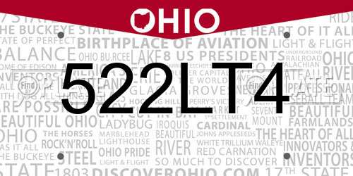 522LT4 Ohio License Plate