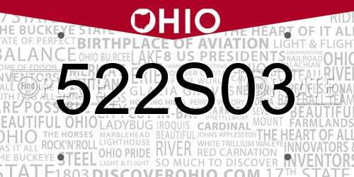 522S03 Ohio License Plate