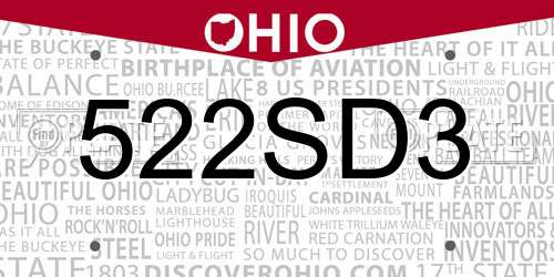 522SD3 Ohio License Plate