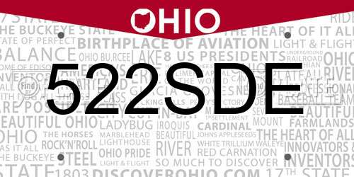 522SDE Ohio License Plate