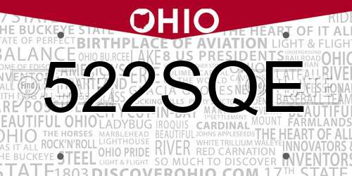 522SQE Ohio License Plate