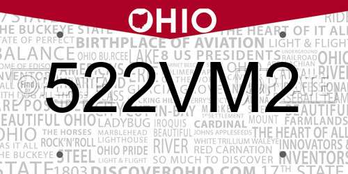 522VM2 Ohio License Plate