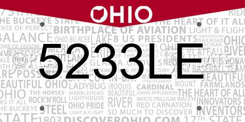 5233LE Ohio License Plate