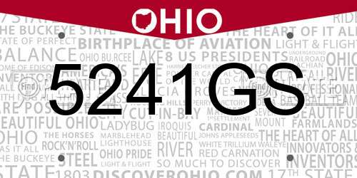 5241GS Ohio License Plate