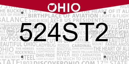 524ST2 Ohio License Plate