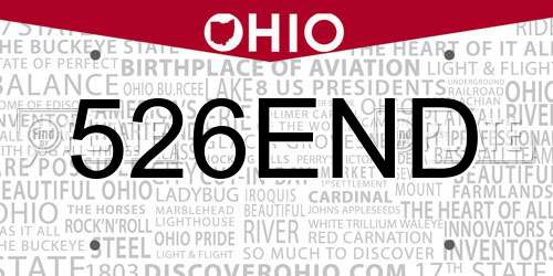 526END Ohio License Plate