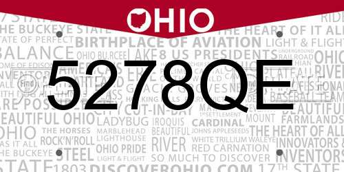 5278QE Ohio License Plate