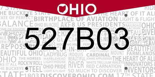 527B03 Ohio License Plate