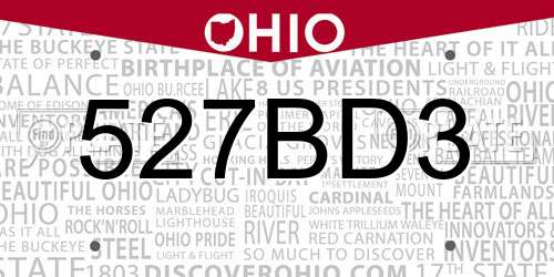 527BD3 Ohio License Plate