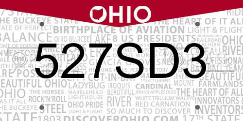 527SD3 Ohio License Plate