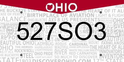 527SO3 Ohio License Plate