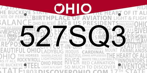 527SQ3 Ohio License Plate