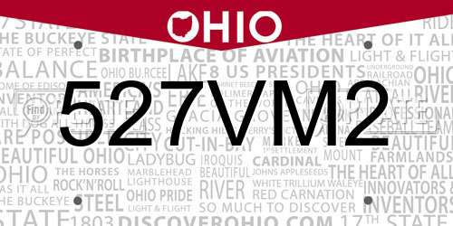 527VM2 Ohio License Plate
