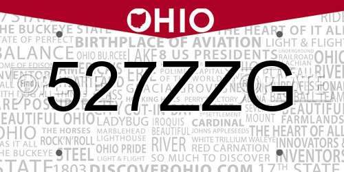 527ZZG Ohio License Plate
