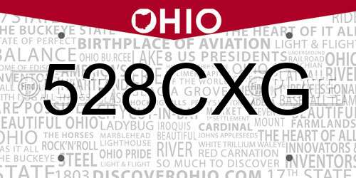 528CXG Ohio License Plate