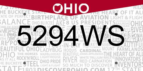 5294WS Ohio License Plate