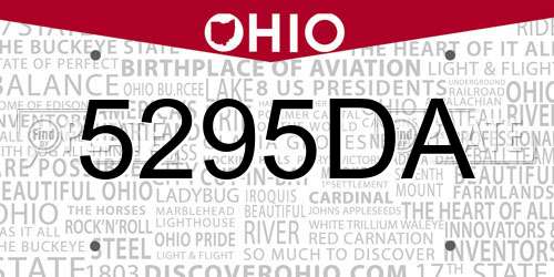 5295DA Ohio License Plate