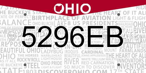 5296EB Ohio License Plate