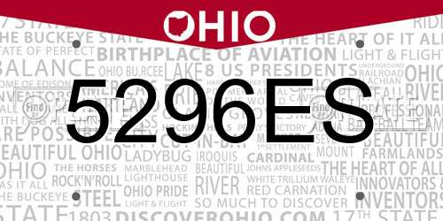 5296ES Ohio License Plate