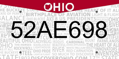 52AE698 Ohio License Plate