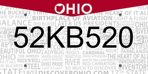52KB520 Ohio License Plate