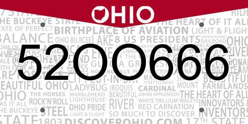 52OO666 Ohio License Plate