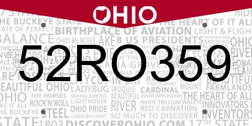 52RO359 Ohio License Plate