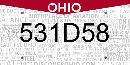 531D58 Ohio License Plate