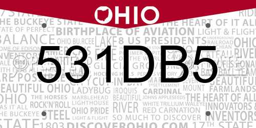 531DB5 Ohio License Plate