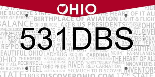 531DBS Ohio License Plate