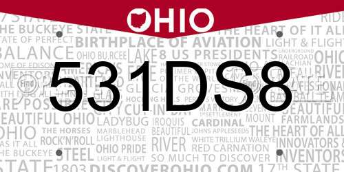 531DS8 Ohio License Plate