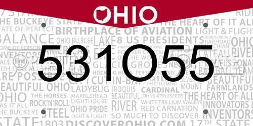 531O55 Ohio License Plate