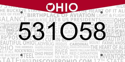 531O58 Ohio License Plate