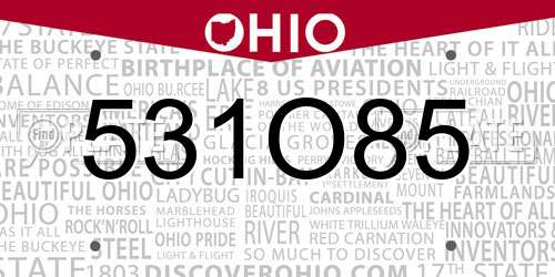 531O85 Ohio License Plate