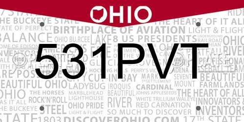 531PVT Ohio License Plate