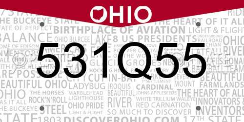 531Q55 Ohio License Plate