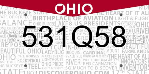 531Q58 Ohio License Plate