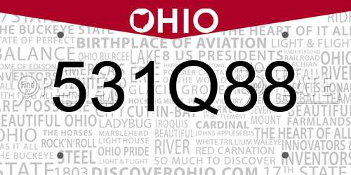 531Q88 Ohio License Plate