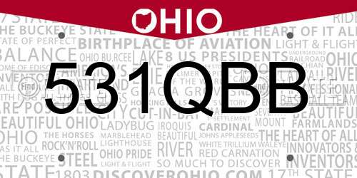 531QBB Ohio License Plate