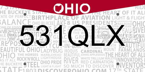 531QLX Ohio License Plate