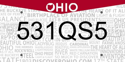531QS5 Ohio License Plate