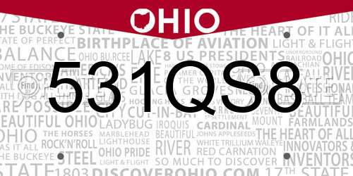 531QS8 Ohio License Plate