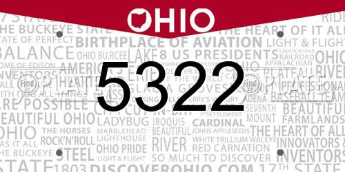 5322 Ohio License Plate
