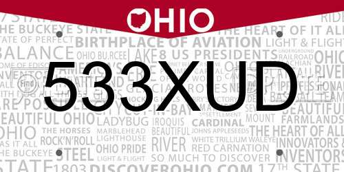 533XUD Ohio License Plate