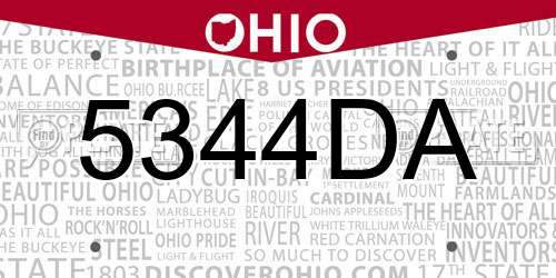 5344DA Ohio License Plate
