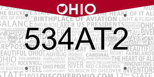 534AT2 Ohio License Plate