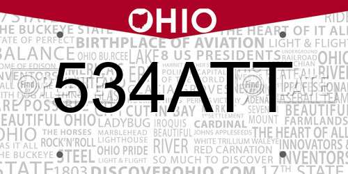 534ATT Ohio License Plate