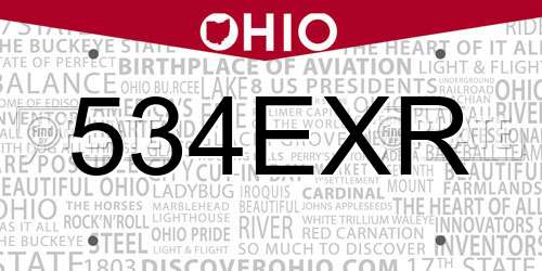 534EXR Ohio License Plate