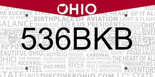 536BKB Ohio License Plate