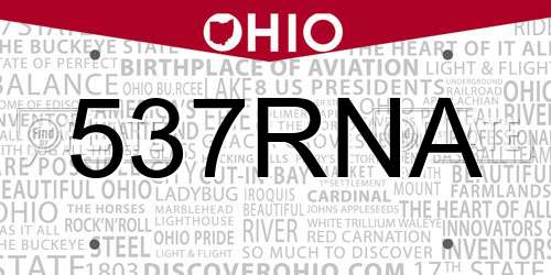 537RNA Ohio License Plate